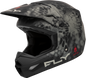 Fly Racing Kinetic Se Kryptek helmet in matte moss grey and black, size large, featuring aerodynamic design and Kryptek camouflage pattern.