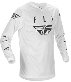 Fly Racing Fly Universal Jersey in white and black, XL size, featuring lightweight fabric and casual motocross style.