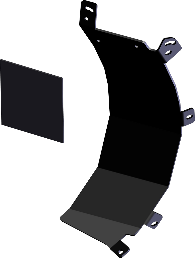 KFI Products Poly Blade Side Shield Pass 10-6115 for plow, showing a black poly shield attached to a snow plow blade.