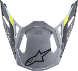 Alpine Star M8 Contact Helmet Visor in silver and black, featuring a sleek, aerodynamic design for motorcycle safety.