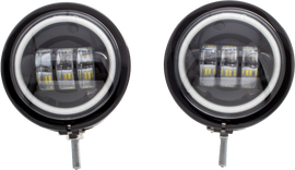 Letric Lighting Co 4.5-inch black LED assembly with shell halo, featuring a sleek black finish and modern design.