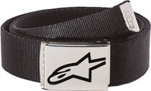 Load image into Gallery viewer, Alpine Star Ageless Web Belt in black chrome, accessory with a sleek web design, featuring metal buckle and branding details.
