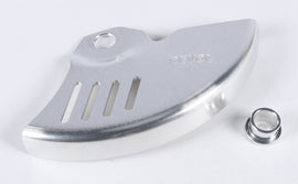 Devol street rear disc guard for motorcycle, showcasing black protective cover with mounting brackets.