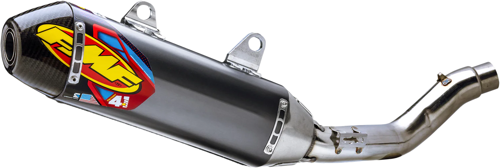 FMF Racing 4.1 RCT aluminum exhaust with stainless steel and carbon cap, designed for high-performance motorcycle use
