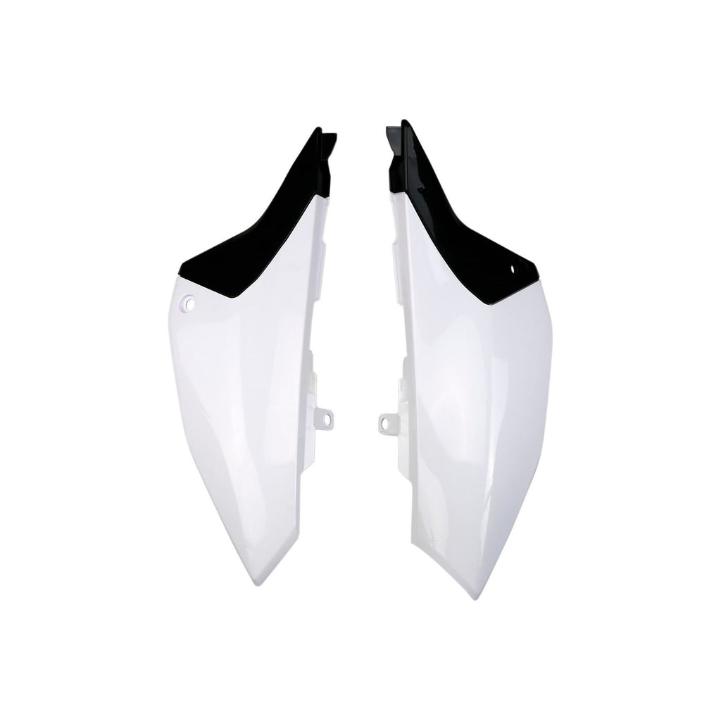 Polisport Plastics white side panels for YZ65 dirt bike, showing sleek body panel design for motorcycle customization.