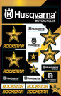 DCOR Husqvarna Racing decal sheet with various graphics and decals for Husqvarna motorcycles, designed for custom racing graphics.