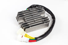 Load image into Gallery viewer, Ricks Motorsport Electric regulator and rectifier for motorcycle electrical system, with metal mounting bracket and electrical connectors.
