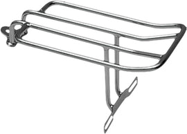 HardDrive chrome luggage rack with 9.5-inch length and 6-inch width, designed for secure luggage storage and organization.