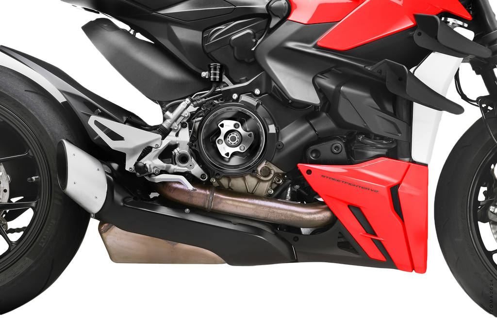 Silver RIZOMA clutch cover for Ducati V2 motorcycle, featuring a sleek and durable design.