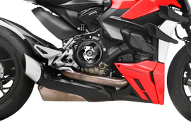 Silver RIZOMA clutch cover for Ducati V2 motorcycle, featuring a sleek and durable design.