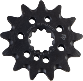 Steel 13-tooth front CS sprocket for Honda CRF250 by Fire Power, showing the durable sprocket with teeth and mounting hole details.