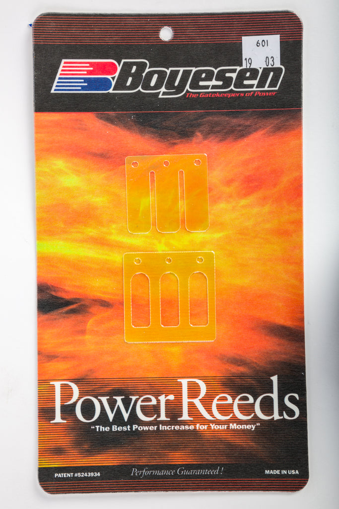 Boyesen motorcycle reeds 59-7601 for intake and carburetor fuel system, with metal construction and detailed design.
