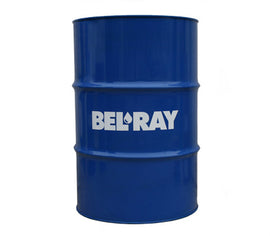 Bel-Ray Motor Oil Exl 4T Mineral 10W-40 in a 55-gallon drum, designed for motorcycle engines, shown in the image.