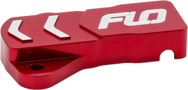 Red Flo Motorsports throttle position sensor cover for motorcycle throttle assemblies, designed for secure fit and protection.