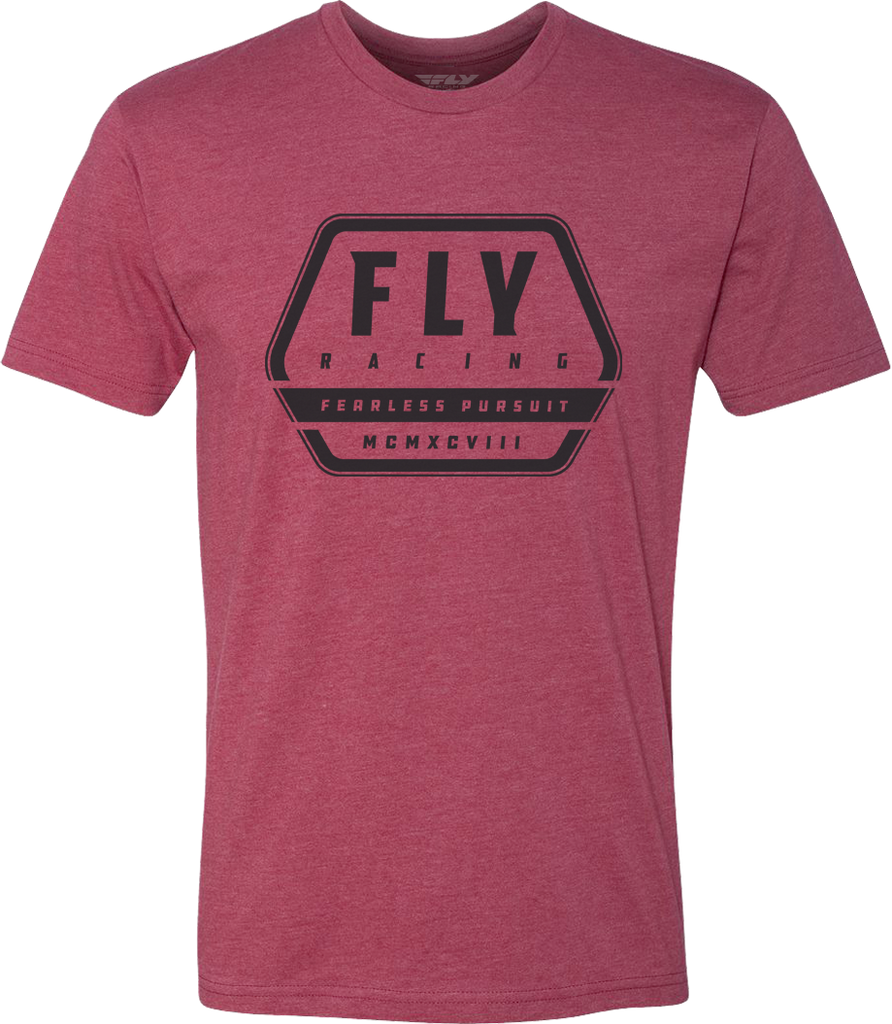 Fly Racing Fly Track Tee in red, large size, featuring the brand logo and casual fit, displayed on a plain background.