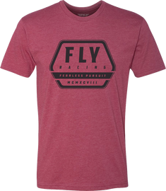 Fly Racing Fly Track Tee in red, large size, featuring the brand logo and casual fit, displayed on a plain background.
