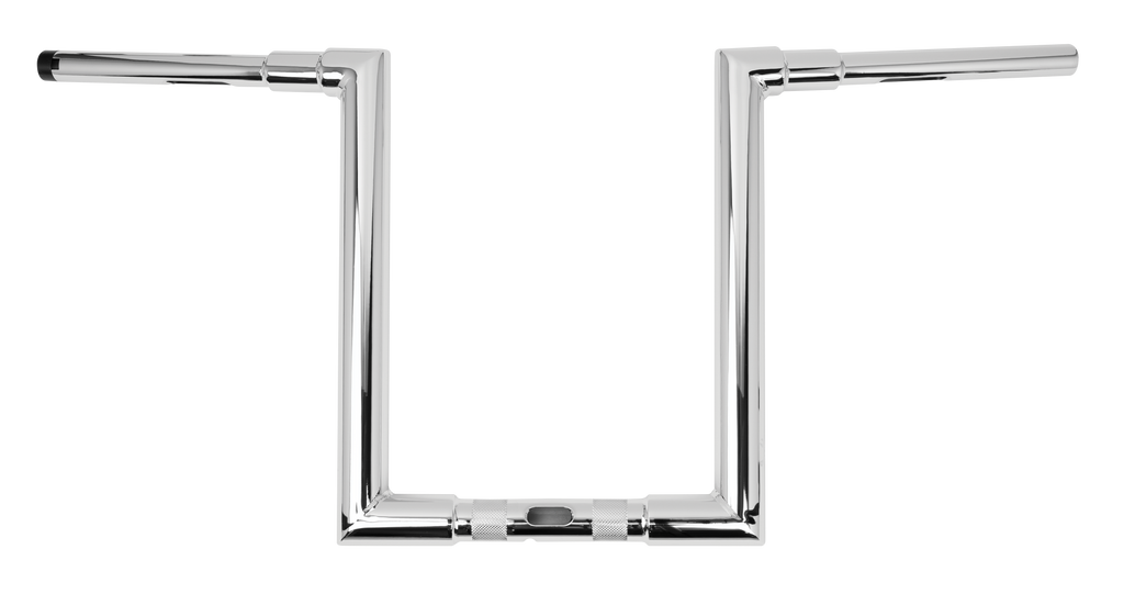 Chrome Burly Brand Jason 14-inch motorcycle handlebars with 1.25-inch T-bar for custom bike styling.