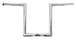 Chrome Burly Brand Jason 14-inch motorcycle handlebars with 1.25-inch T-bar for custom bike styling.