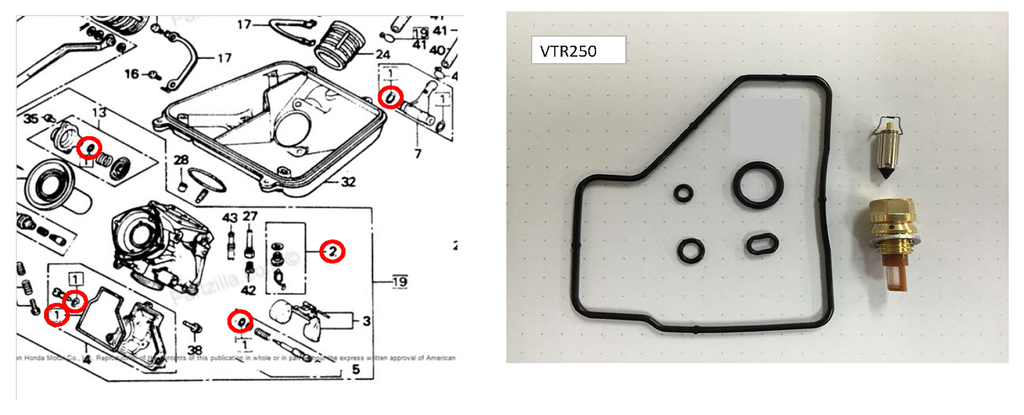 K&L Carb Repair Kit featuring various repair components, designed for carburetor maintenance and repair.