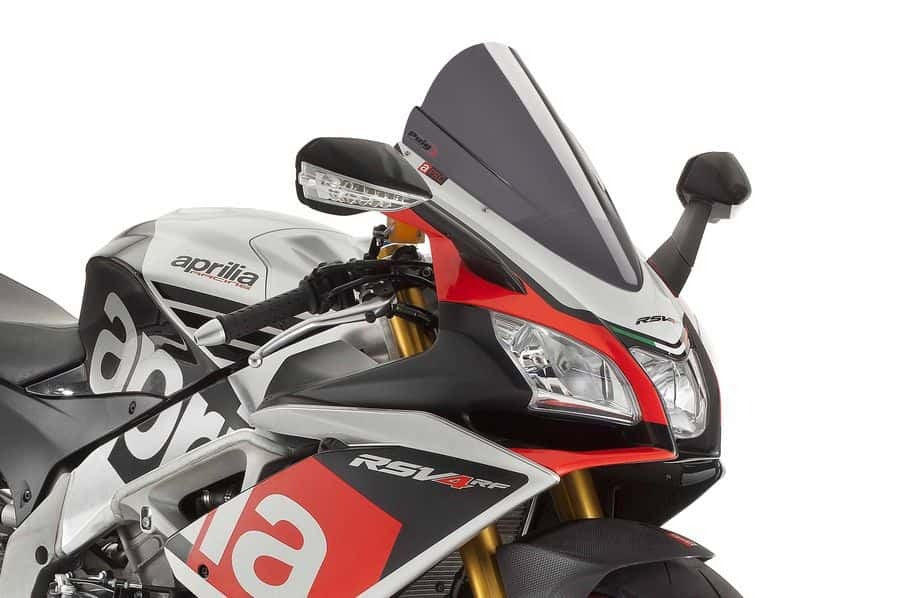 PUIG Racing Dark Smoke motorcycle windshield, transparent dark tinted windscreen for sporty riding experience