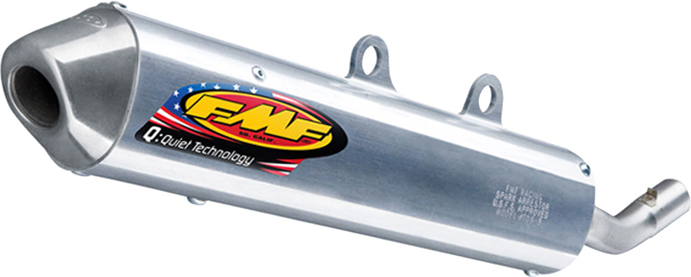 FMF Racing Q-Turbinecore S/A exhaust system for motocross bikes, showing the sleek metal muffler and mounting components.