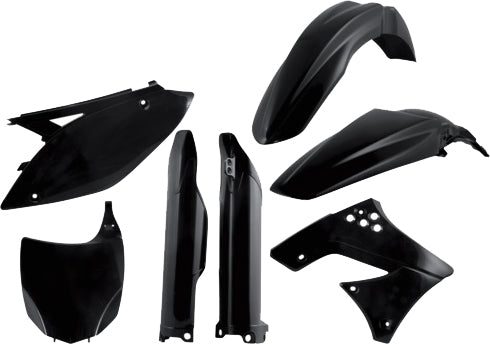 Acerbis black plastic kit with various panels and components for motorcycle customization and repair.