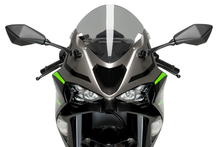 Load image into Gallery viewer, PUIG R-Racer Smoke motorcycle windscreen for Kawasaki, clear tinted windscreen with aerodynamic design.