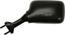 Emgo left motorcycle mirror with 8mm mounting, featuring a round reflective surface and black finish for easy installation.