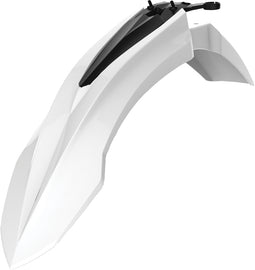Polisport Plastics Beta front fender in white, motorcycle plastic fender with smooth surface, part number 64-69081, for Beta models