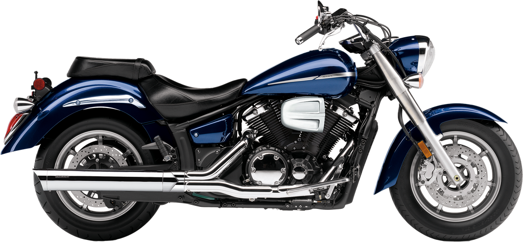 Cobra Slip-On exhaust with scalloped chrome tip for Yamaha V-Star 1300 2007-2018, showing the polished chrome finish.