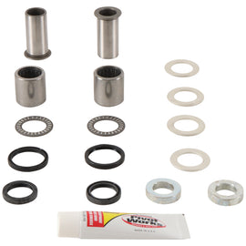 Pivot Works Swingarm Kit 52-03106 for motorcycle suspension, showing assembled components and replacement parts in the kit.