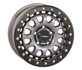 System 3 SB6 BL Wheel 15x7 matte gunmetal grey with 6+1 offset, 5/4.5 bolt pattern, featuring a sleek, modern design.