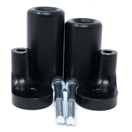 Black Shogun Industries Frame Sliders for motorcycle body protection with visible mounting brackets