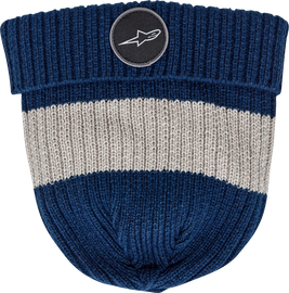 Alpine Star Ward Beanie in blue and grey, soft knit winter hat with ribbed design, suitable for cold weather.