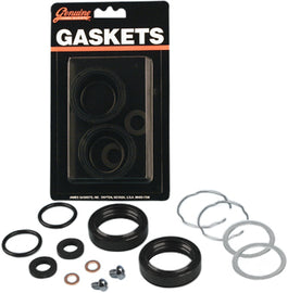James Gasket seal kit with gaskets and seals for Fork Fl Flh Flt models, part number 45849-77 681-4766, showing various gasket components.