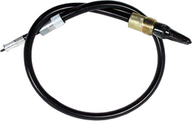 Motion Pro black vinyl tachometer cable 70-3126 for motorcycle or vehicle control systems, with detailed close-up of the cable end
