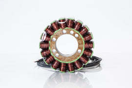 Ricks Motorsport Electric Stator 27-21419H for motorcycle electrical systems, showing the coil windings and mounting points.
