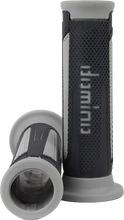 Charger l'image dans la galerie, Pair of DOMINO RACING A350 Turismo grips in anthracite and grey for motorcycle handlebars.