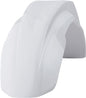 White Polisport Plastics front fender for motorcycles, featuring a sleek design and durable plastic construction.