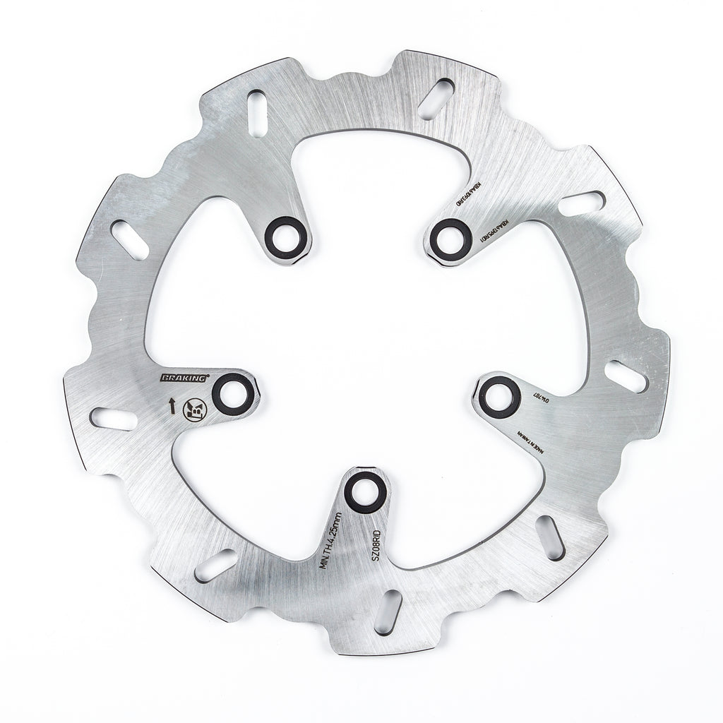 Rear braking rotor by Braking, showing a metallic disc with vented design for vehicle braking system.