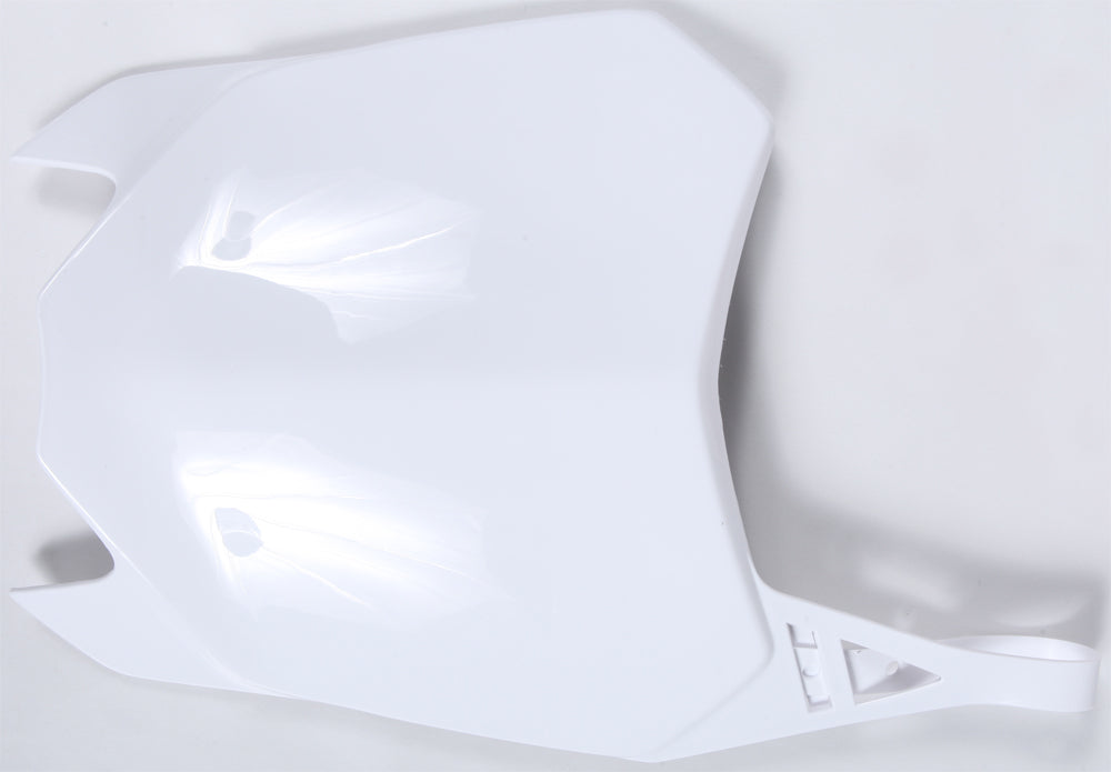 White Polisport Plastics front number plate for motocross or dirt bikes, featuring the model 64-6632 design.