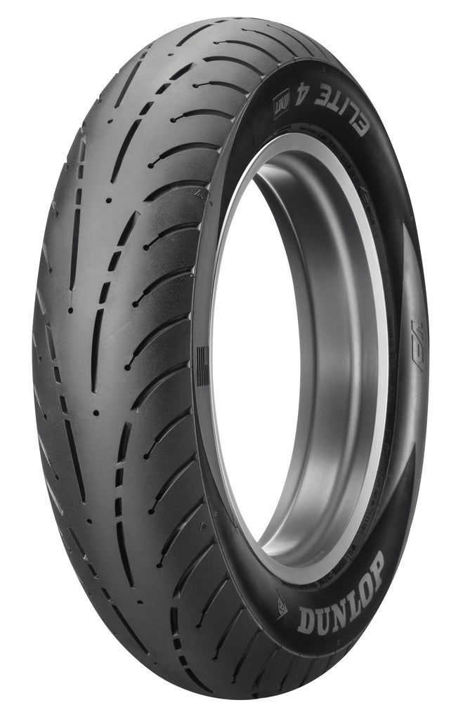 Dunlop Elite 4 rear motorcycle tire 150/80B-16 bias tire with 77H load rating, shown with tread pattern and sidewall details.