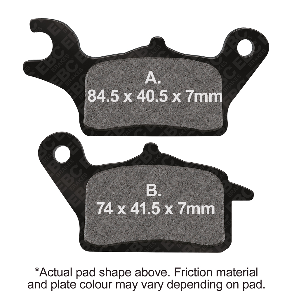 EBC Motorcycle Brakes Sfa708 organic brake pads showing black friction material and metal backing plate.