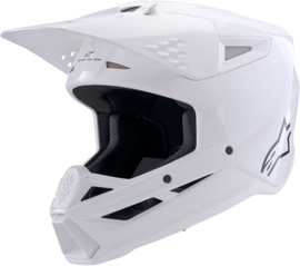 Alpine Star Sm3 Solid white glossy helmet displayed from the side, showing its sleek design and smooth finish.