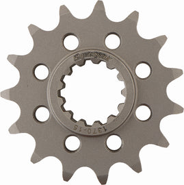 Supersprox steel front chain sprocket with 15-tooth for 525 chain, featuring a honed finish and durable construction.