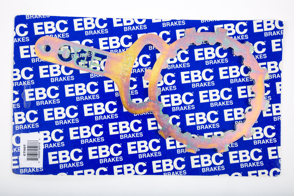 EBC Motorcycle Brakes clutch basket holder tool, model CT007 57-78007, used for maintaining and repairing motorcycle clutch assemblies.