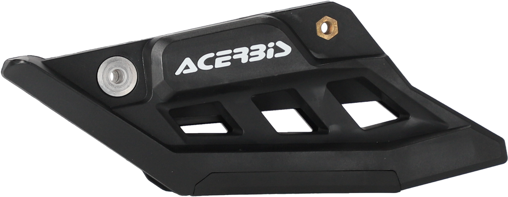 Acerbis black KTM drive chain guide block, part 29831-80001, mounted on a motorcycle chain system.