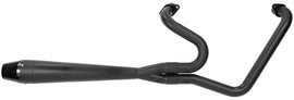 Sawicki Speed Shop Indian Challenger mid-length black exhaust system on motorcycle, showcasing sleek design and matte black finish.