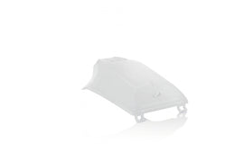 White Acerbis tank cover for motorcycles, featuring a durable design and brand logo, shown on a plain background.