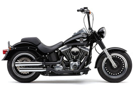 Cobra 3-inch NH Series chrome slip-on exhaust for Fat Boy models from 2007 to 2017, featuring a sleek chrome finish.